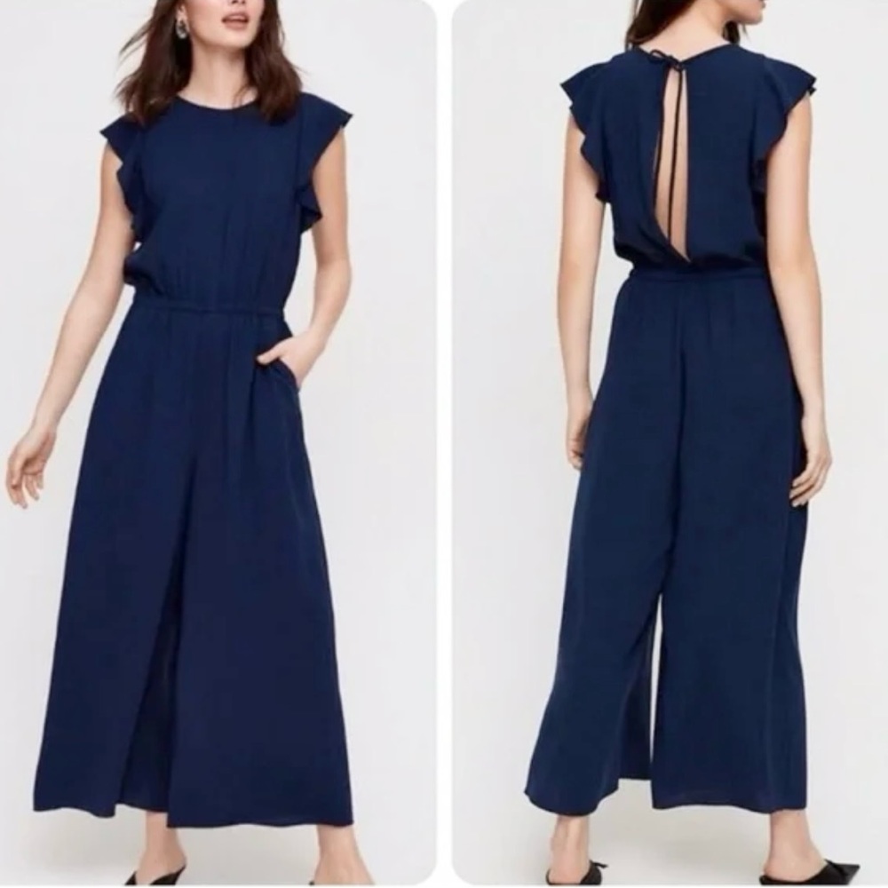 Wilfred Fleurette Elegant Navy Cropped Jumpsuit Size XXS